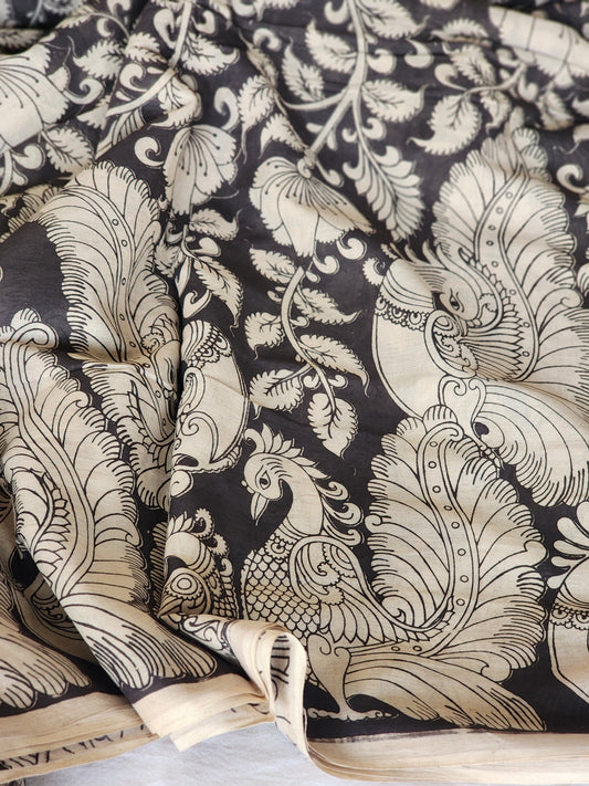 Black Kalamkari Cotton Saree