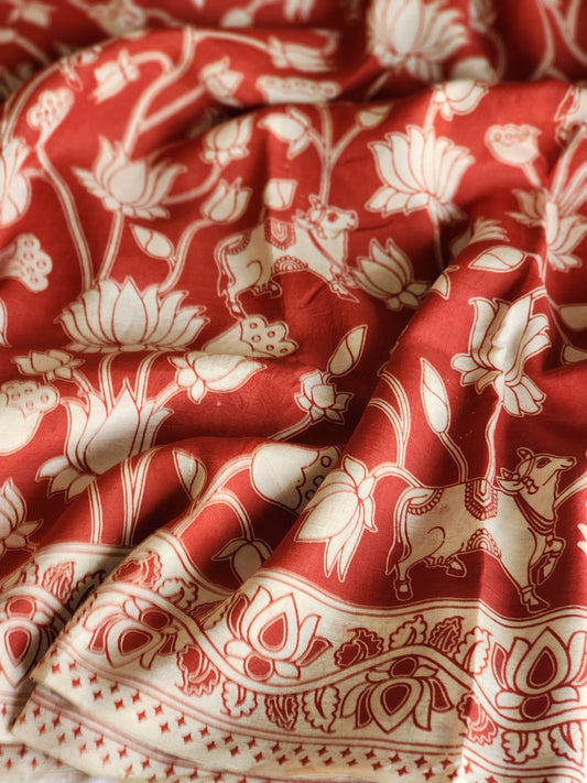 Red Kalamkari Silk Saree