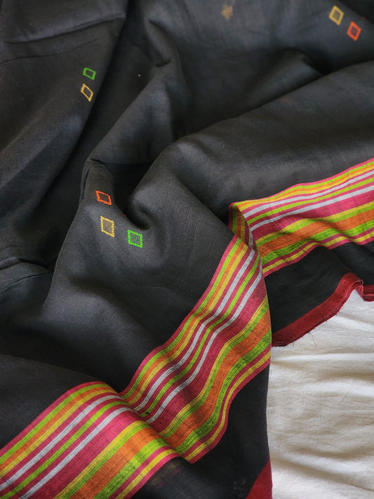 Black Handwoven Cotton Saree