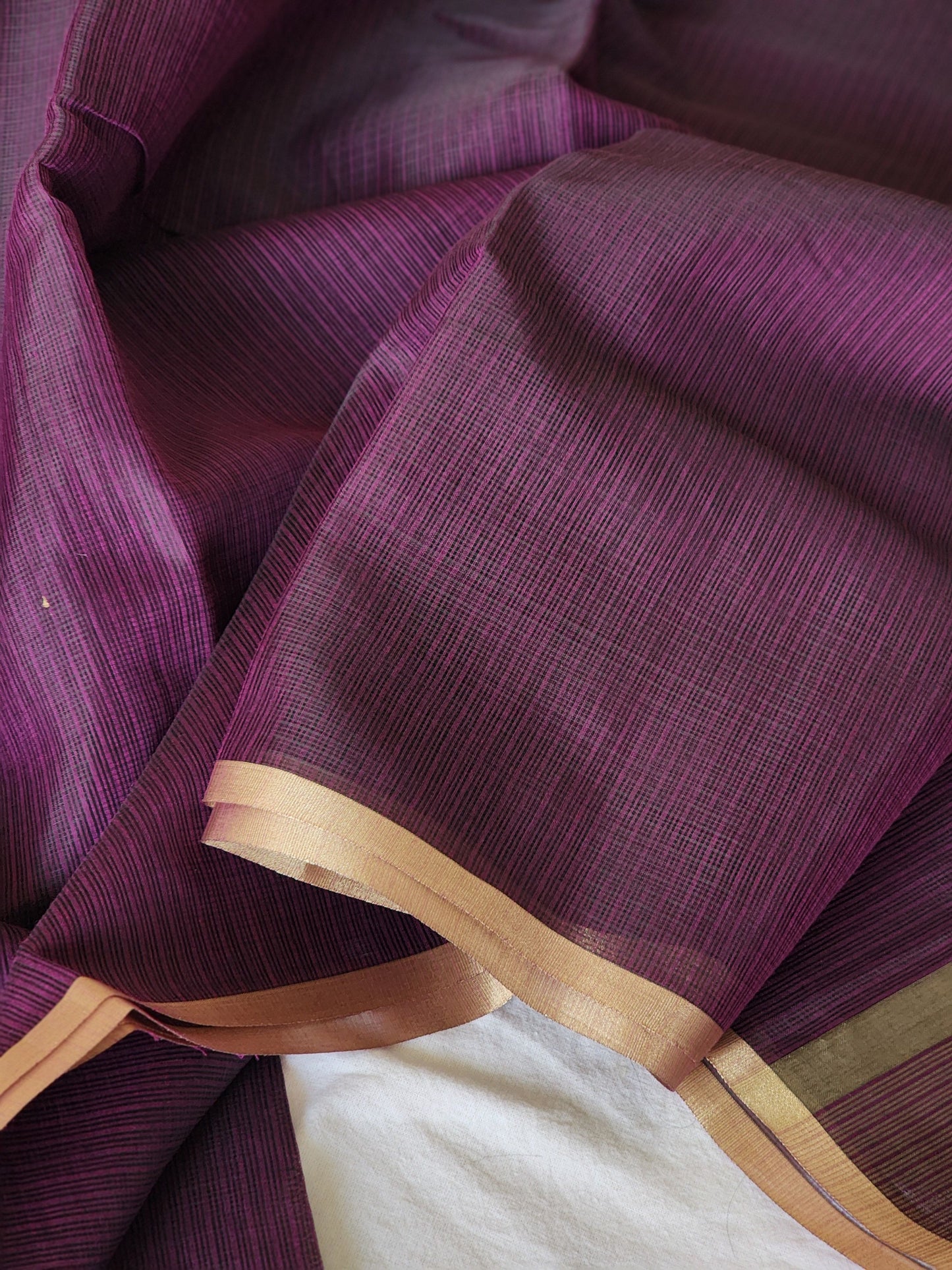 Purple kota cotton saree