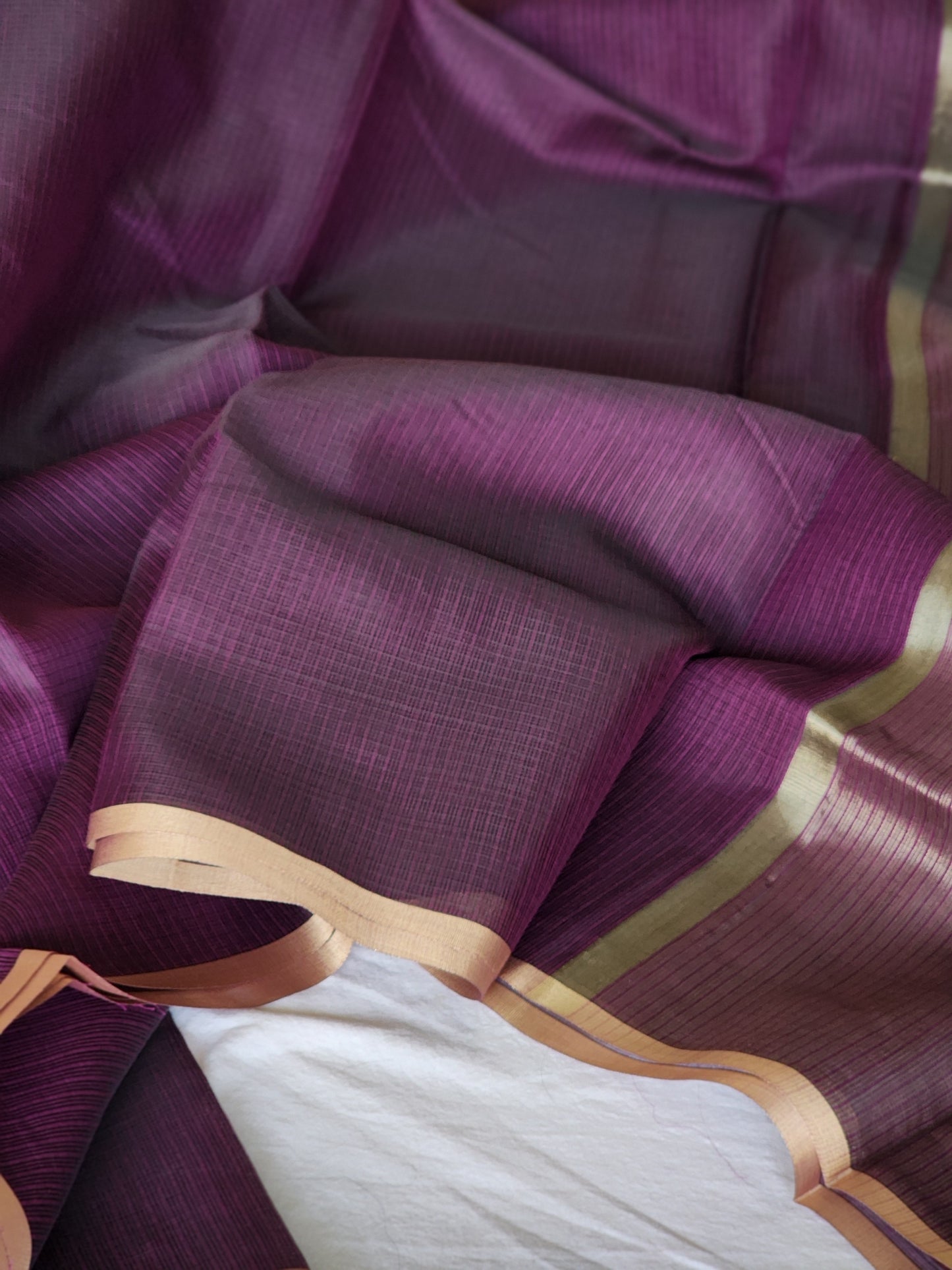 Purple kota cotton saree