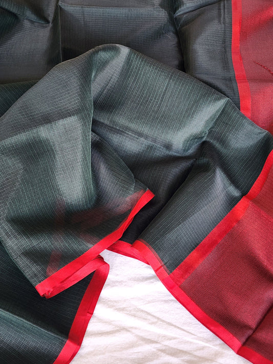 Bottle Green kota cotton saree