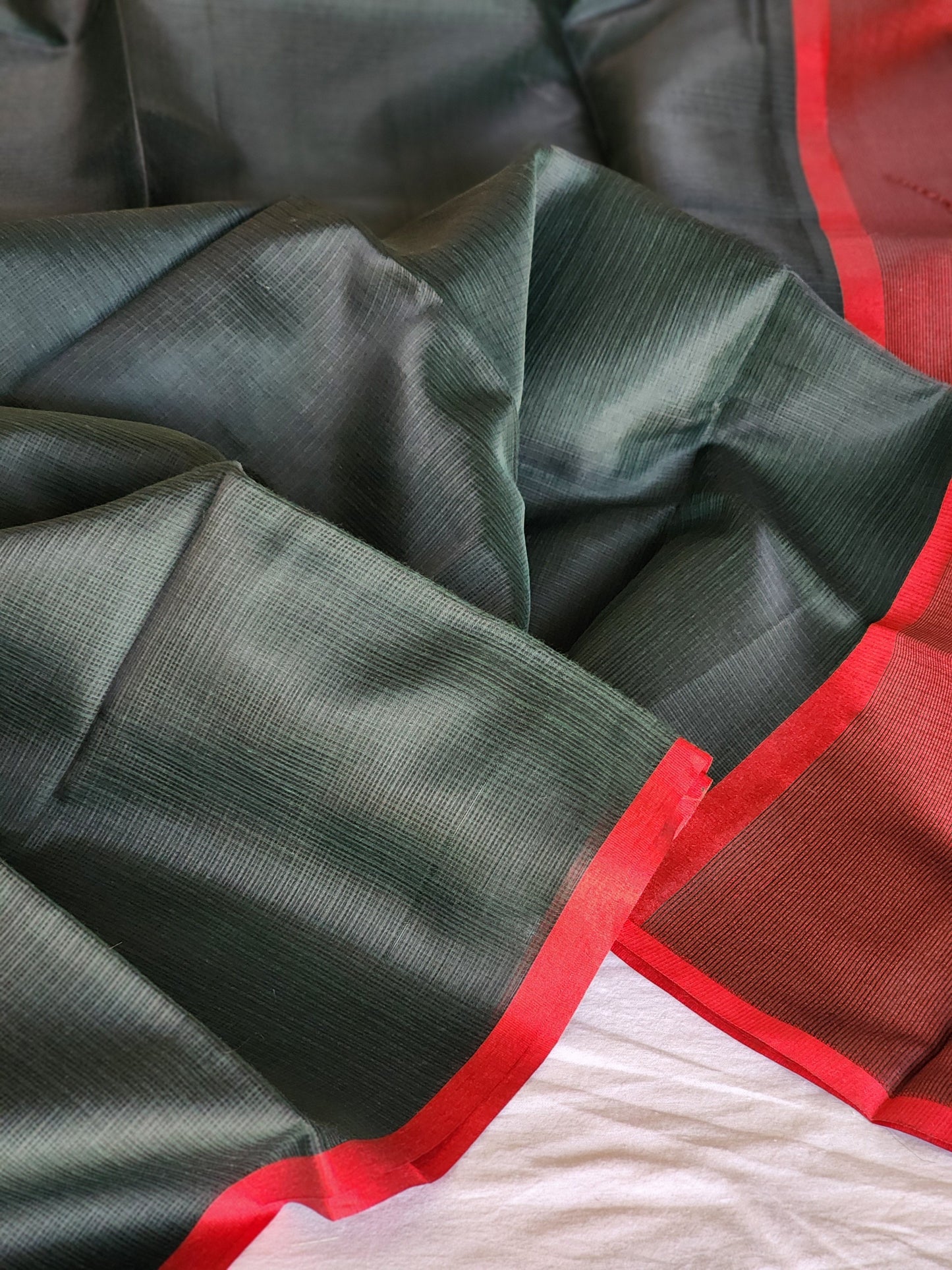 Bottle Green kota cotton saree