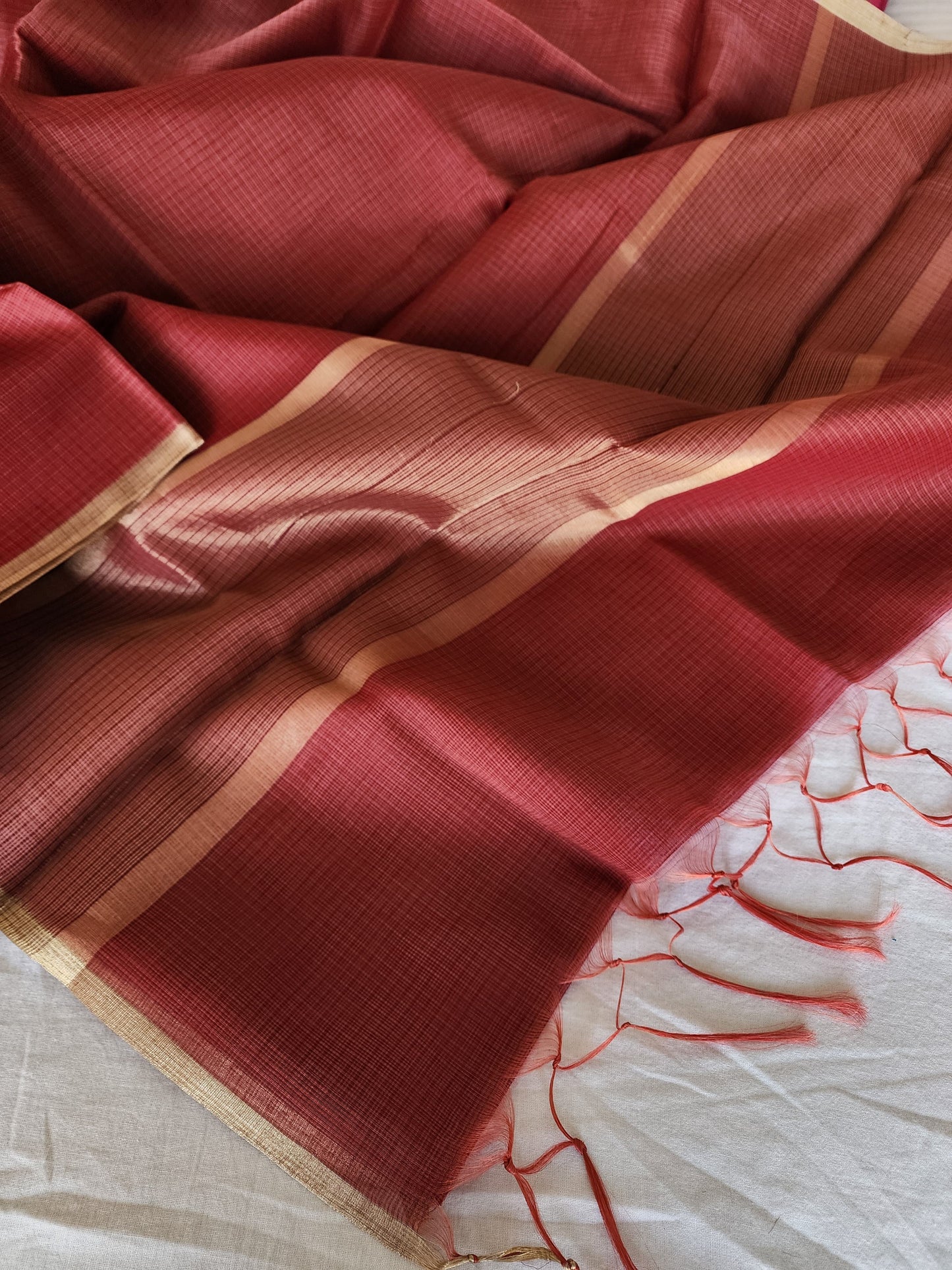 Rust kota cotton saree