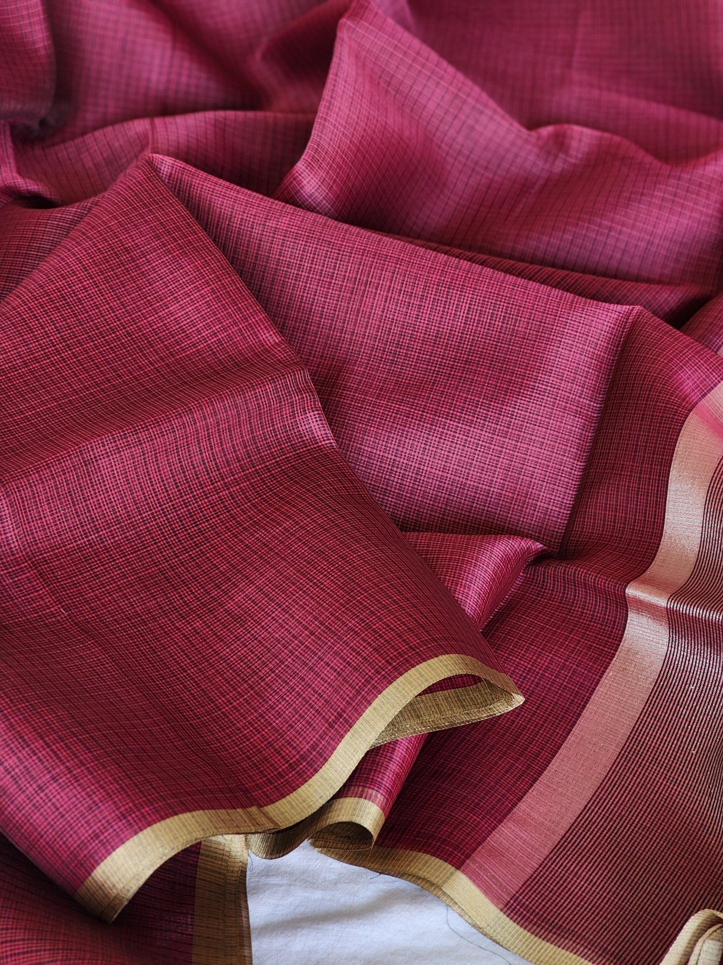Maroon kota cotton saree