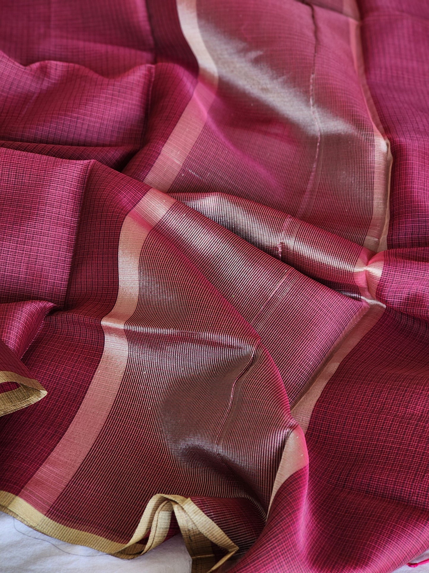 Maroon kota cotton saree