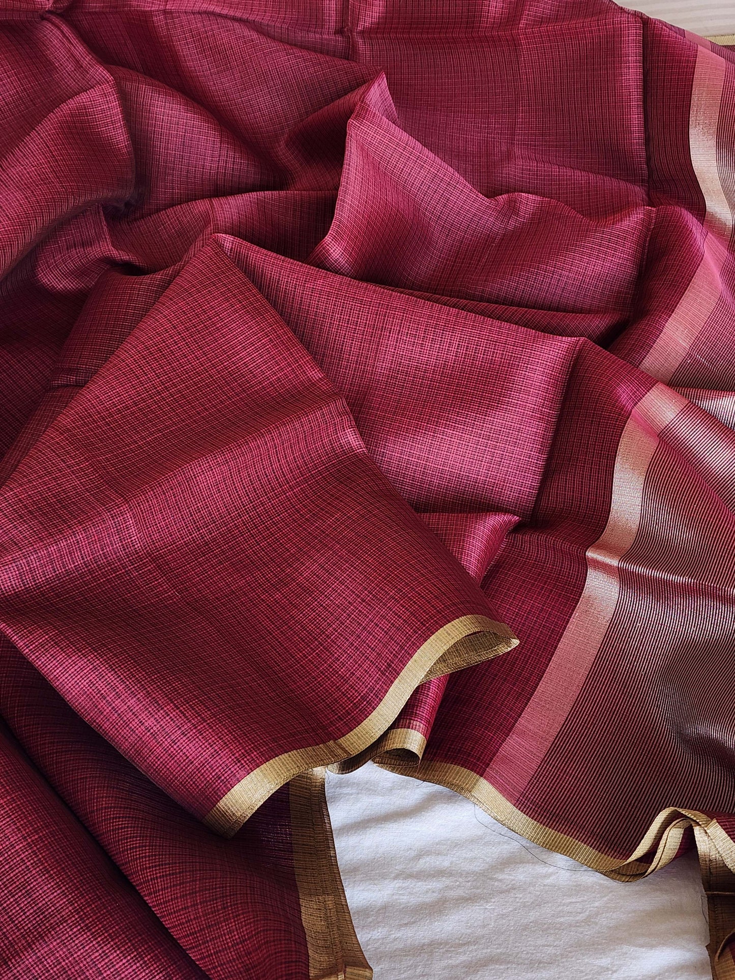 Maroon kota cotton saree