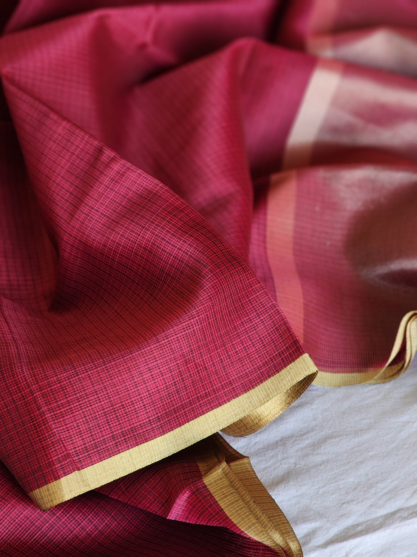 Maroon kota cotton saree