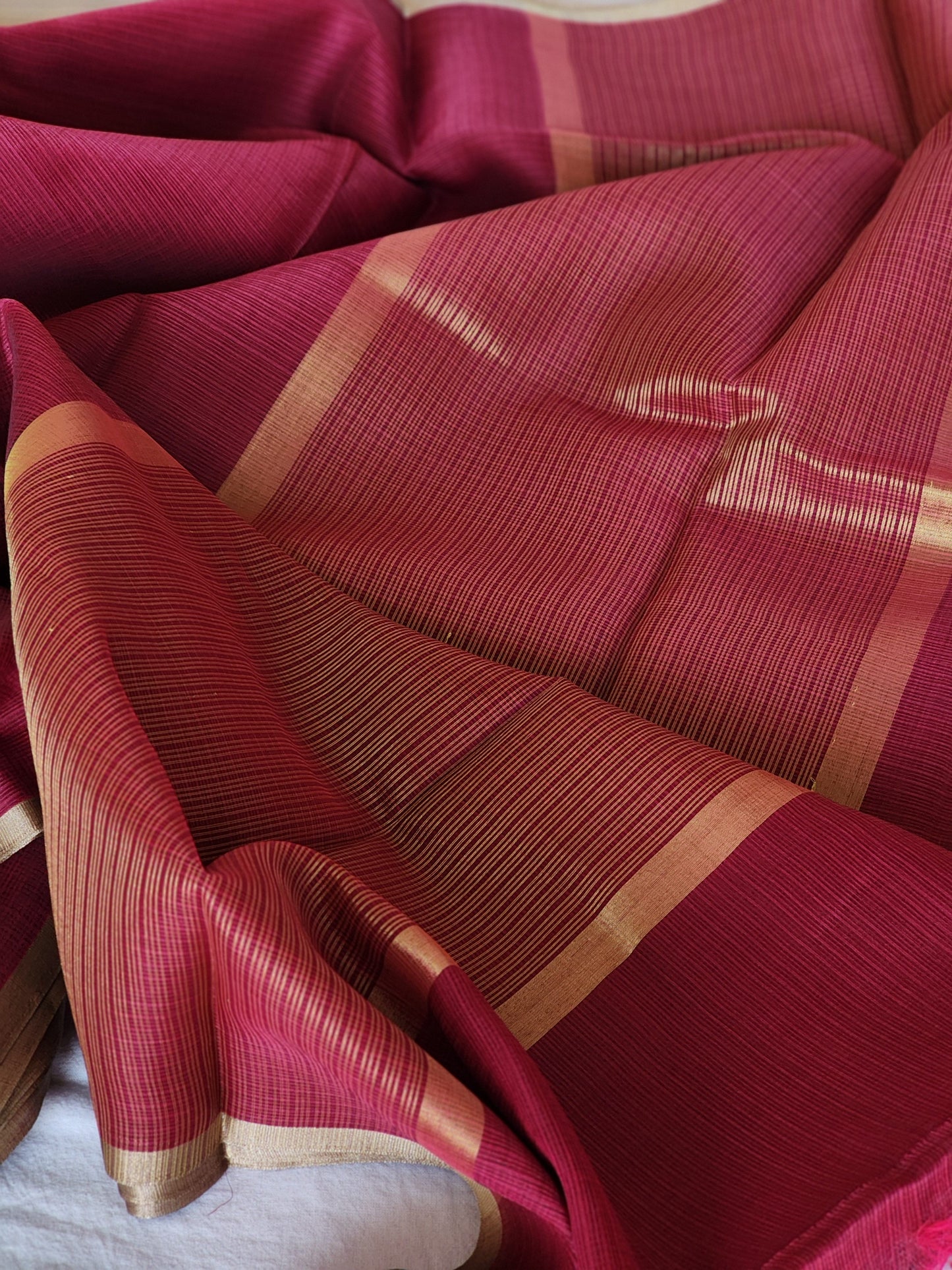 Maroon kota cotton saree