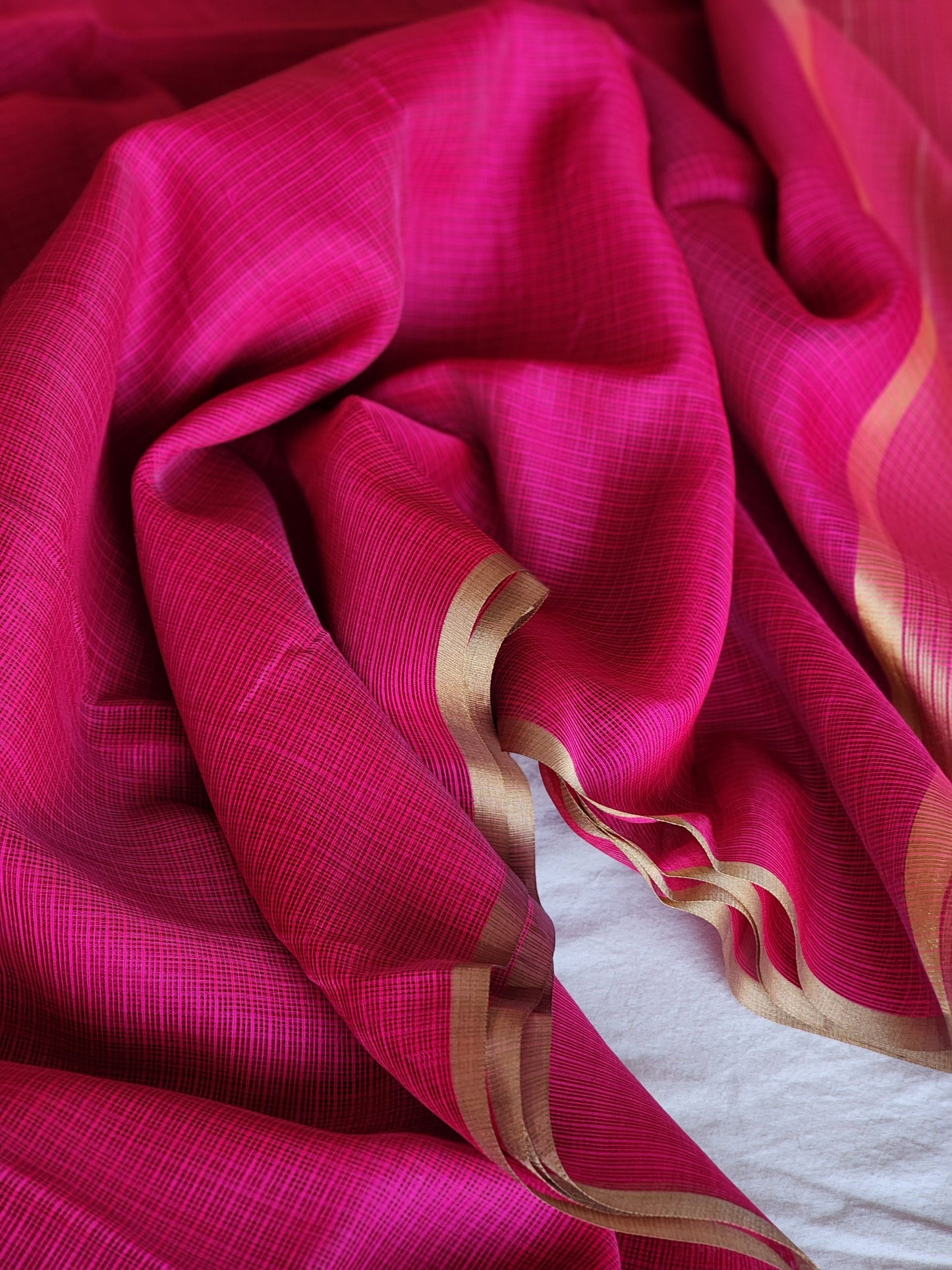 Dark Pink Kota Silk Saree
