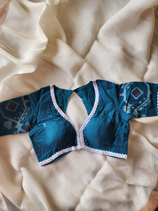 Turquoise Blue cotton blouse