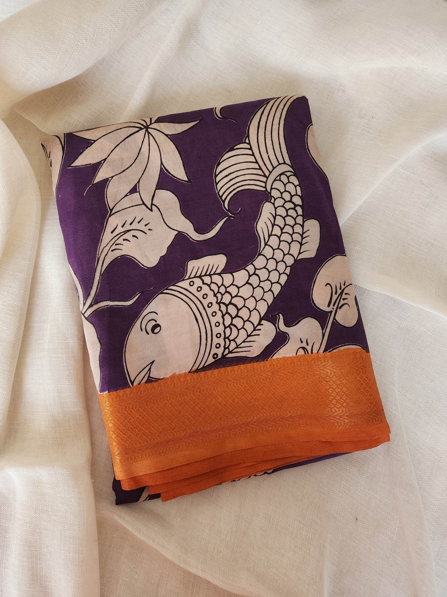 Purple Kalamkari Silk Saree