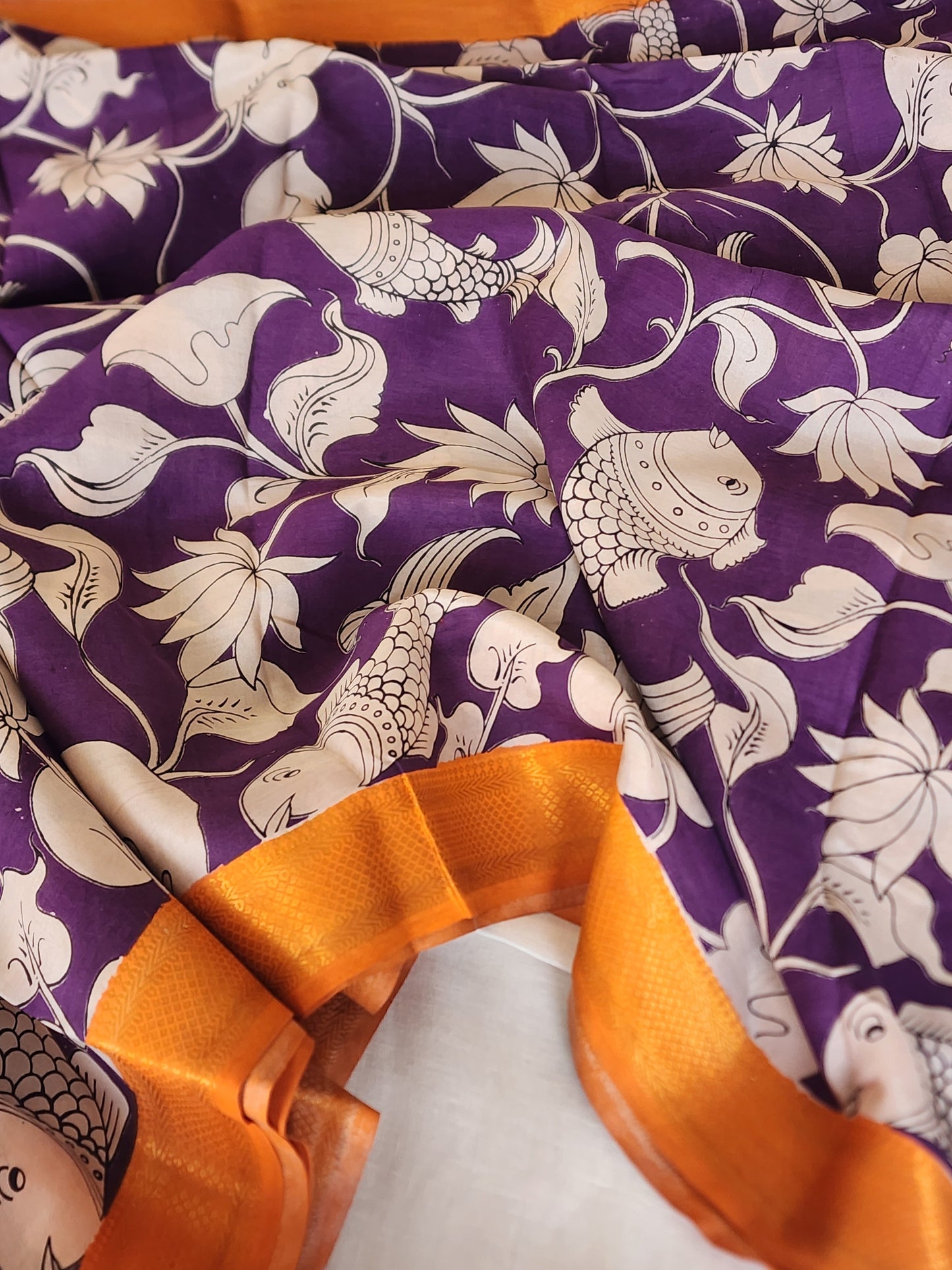 Purple Kalamkari Silk Saree