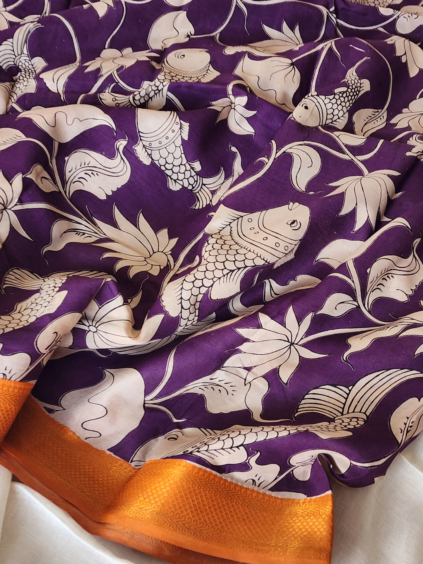 Purple Kalamkari Silk Saree