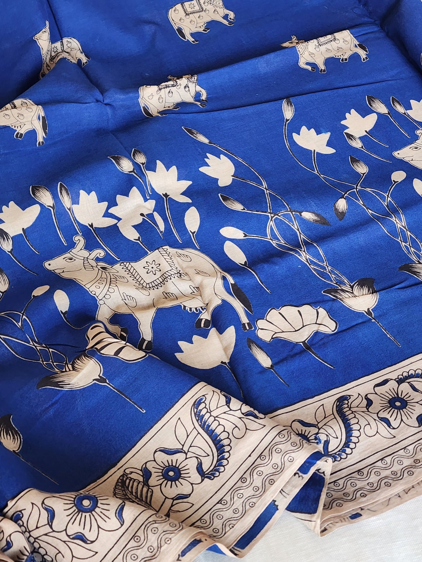 Blue Kalamkari Cotton Saree