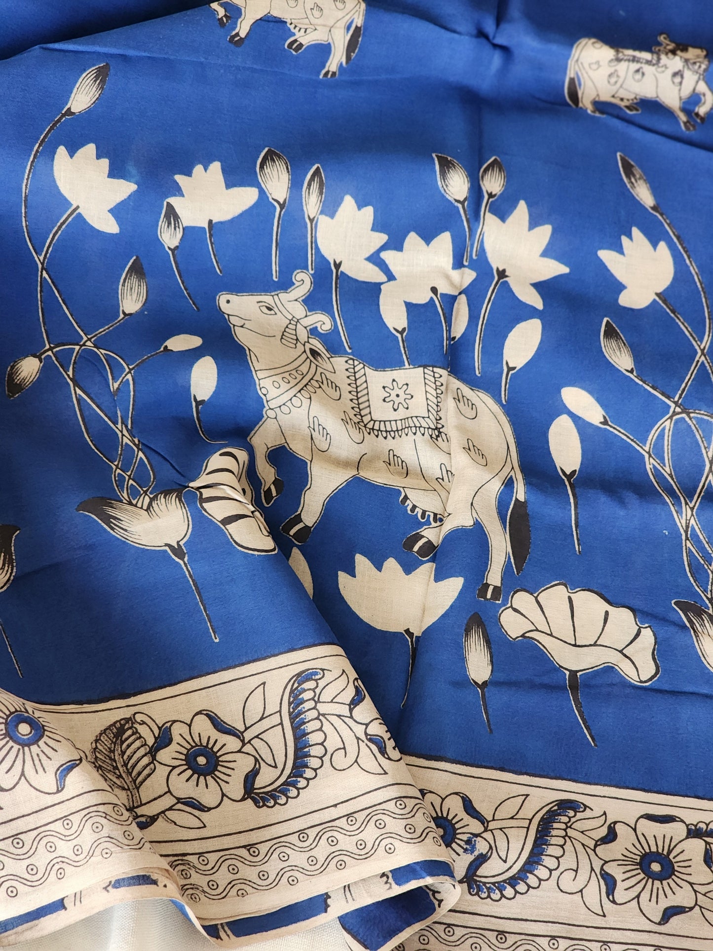 Blue Kalamkari Cotton Saree