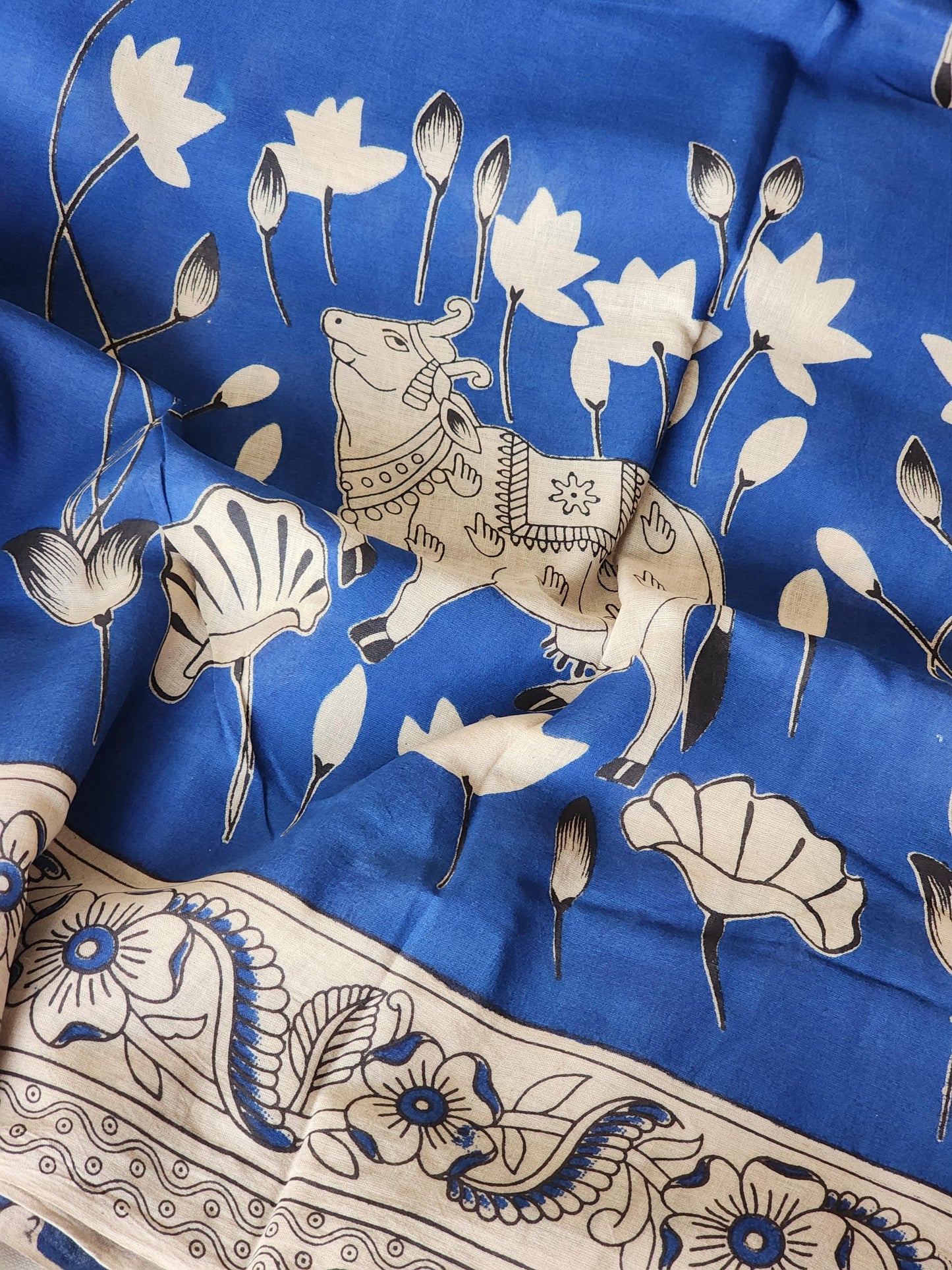 Blue Kalamkari Cotton Saree