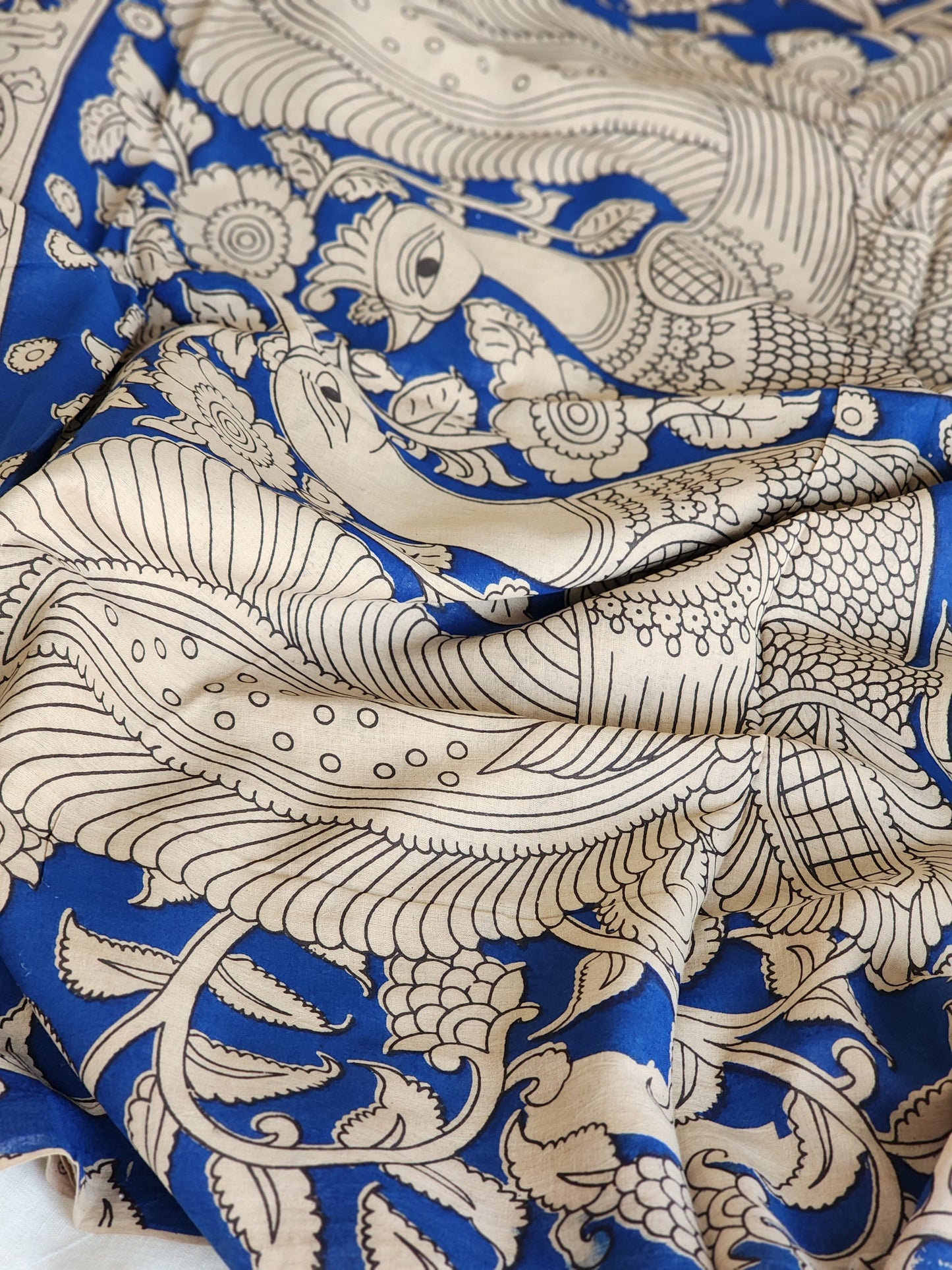 Blue Kalamkari Cotton Saree
