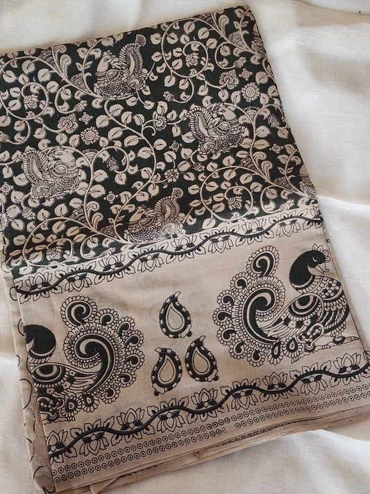 Green Kalamkari Cotton Saree