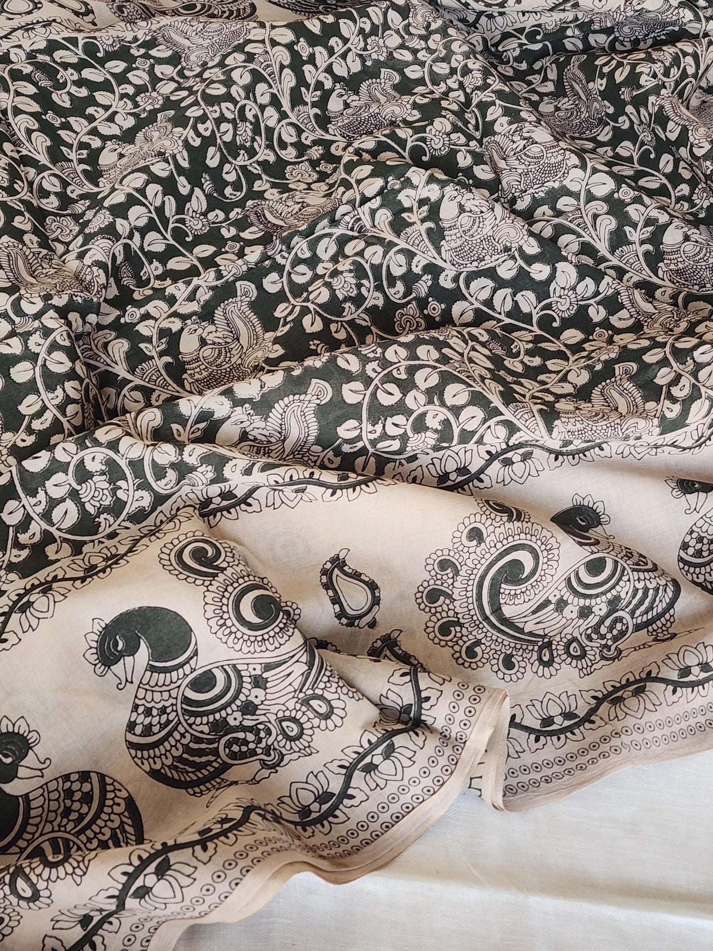 Green Kalamkari Cotton Saree