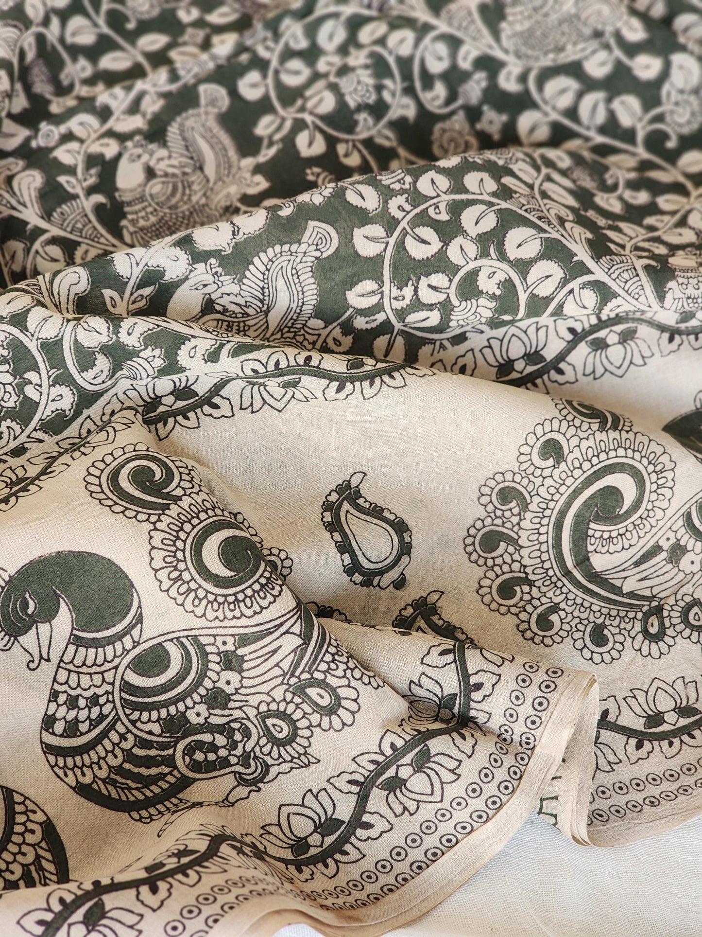 Green Kalamkari Cotton Saree