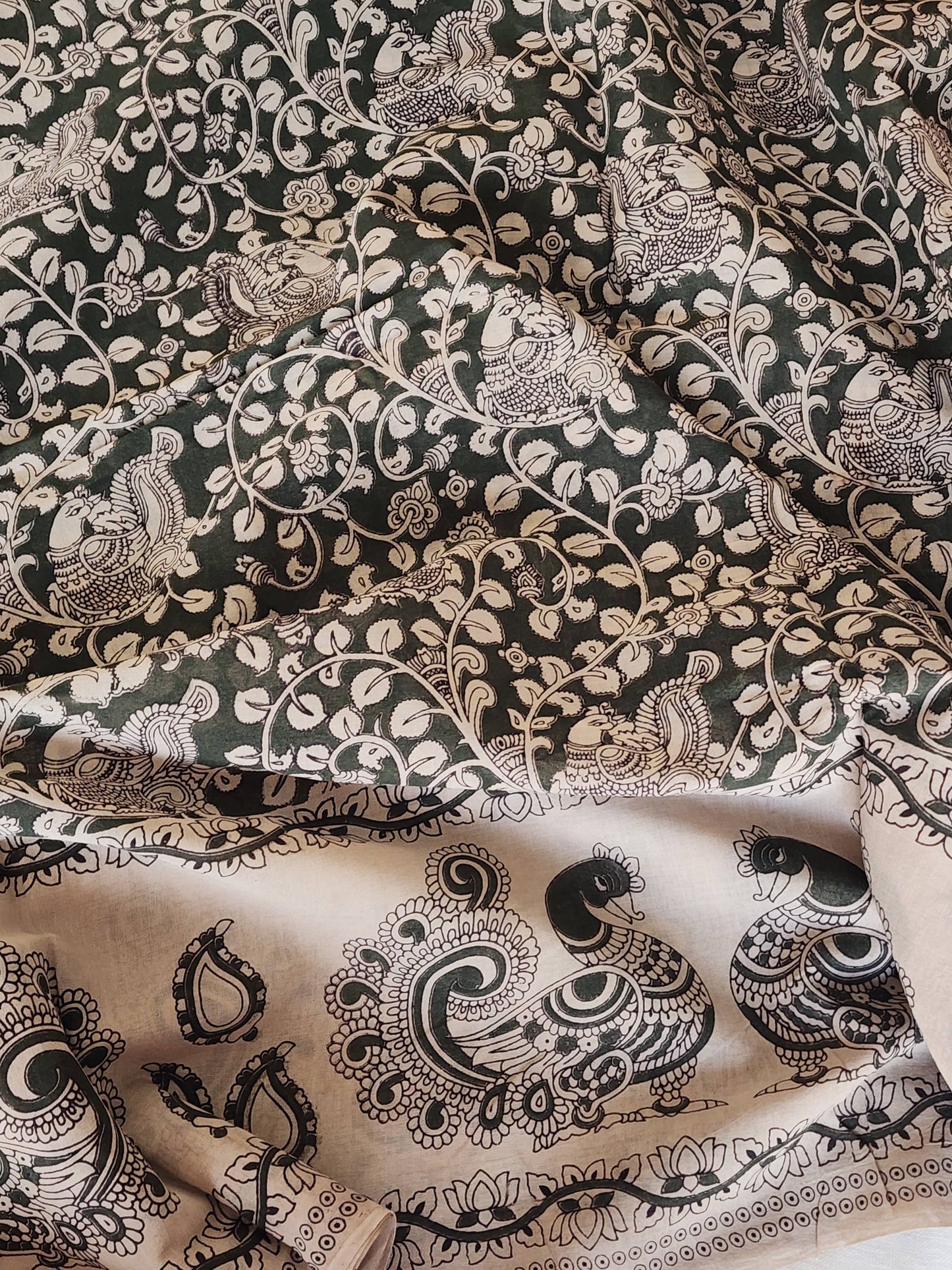Green Kalamkari Cotton Saree