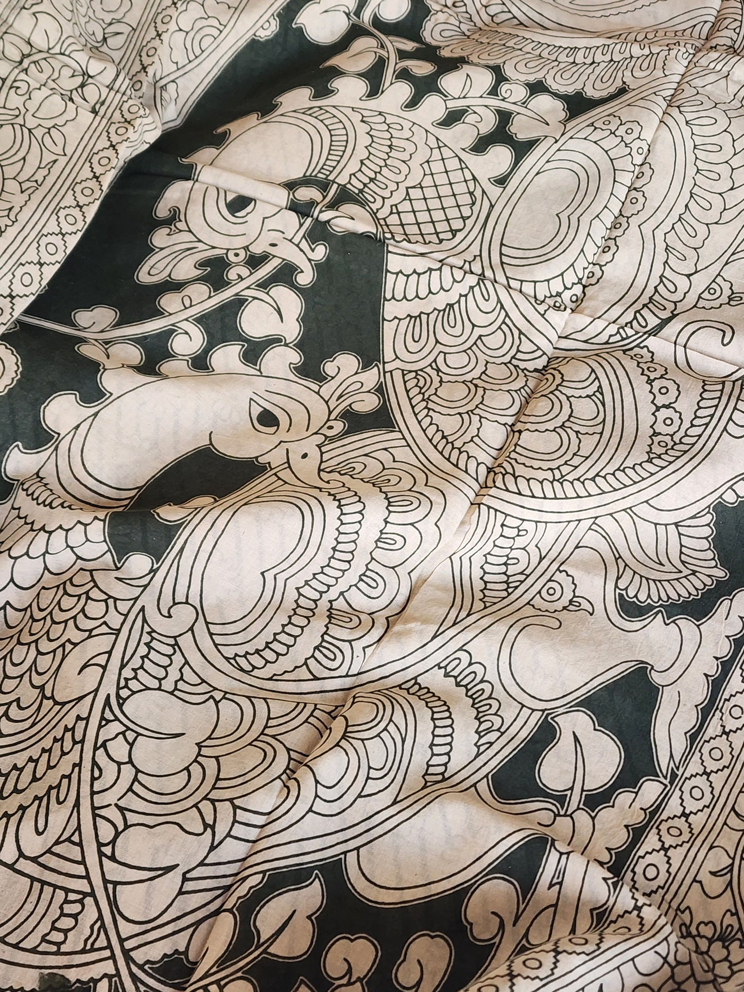 Green Kalamkari Cotton Saree