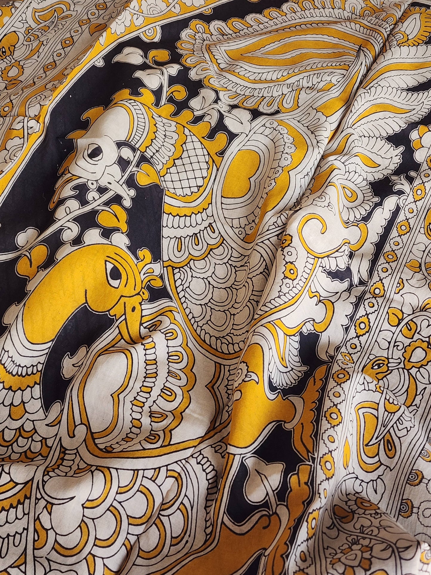 Mustard Kalamkari Cotton Saree