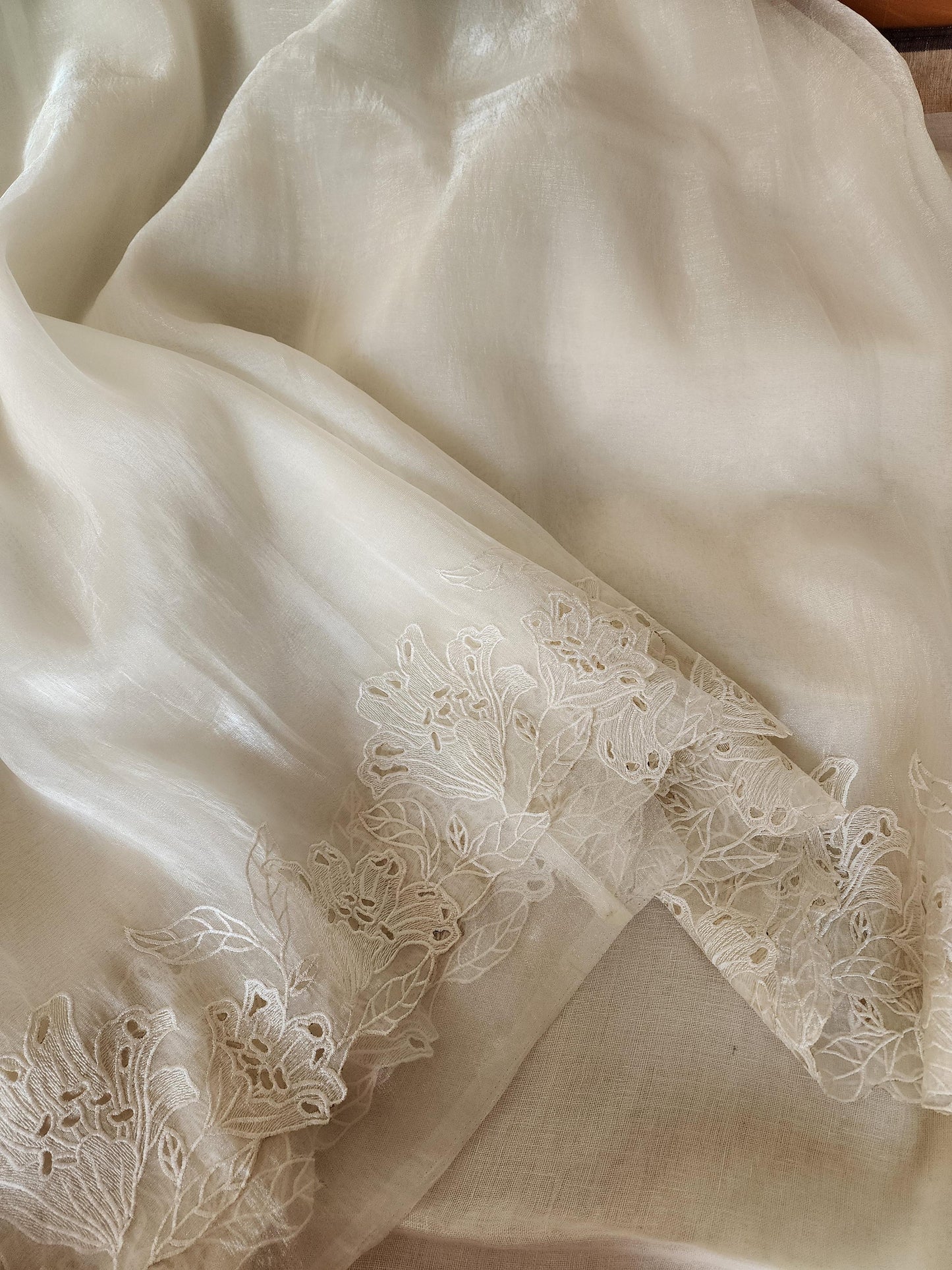 White Glass Tissue Saree