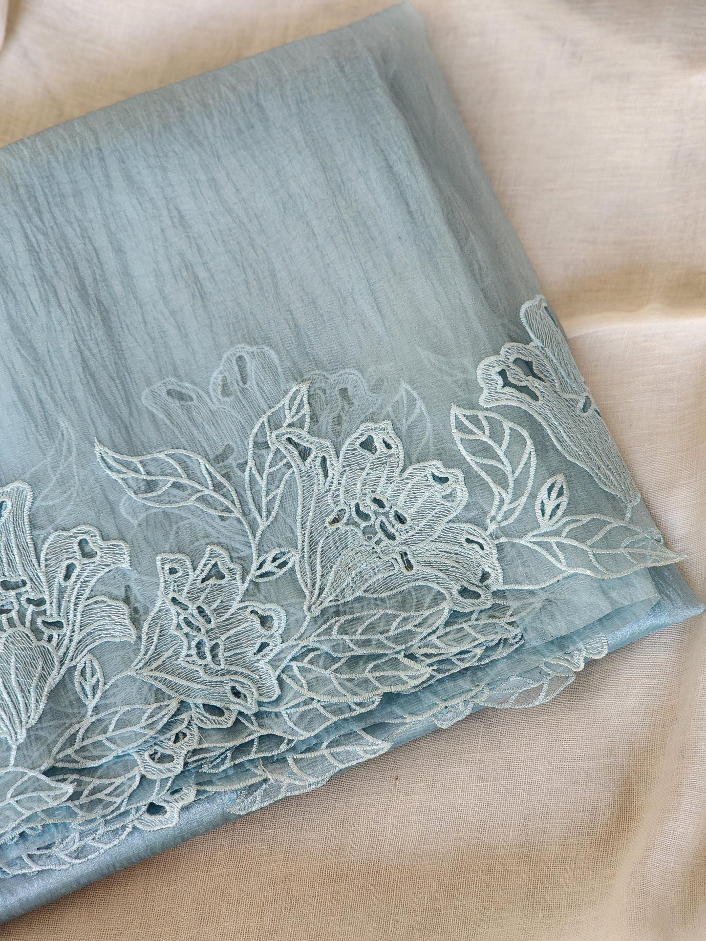 Light Blue Glass Tissue Saree