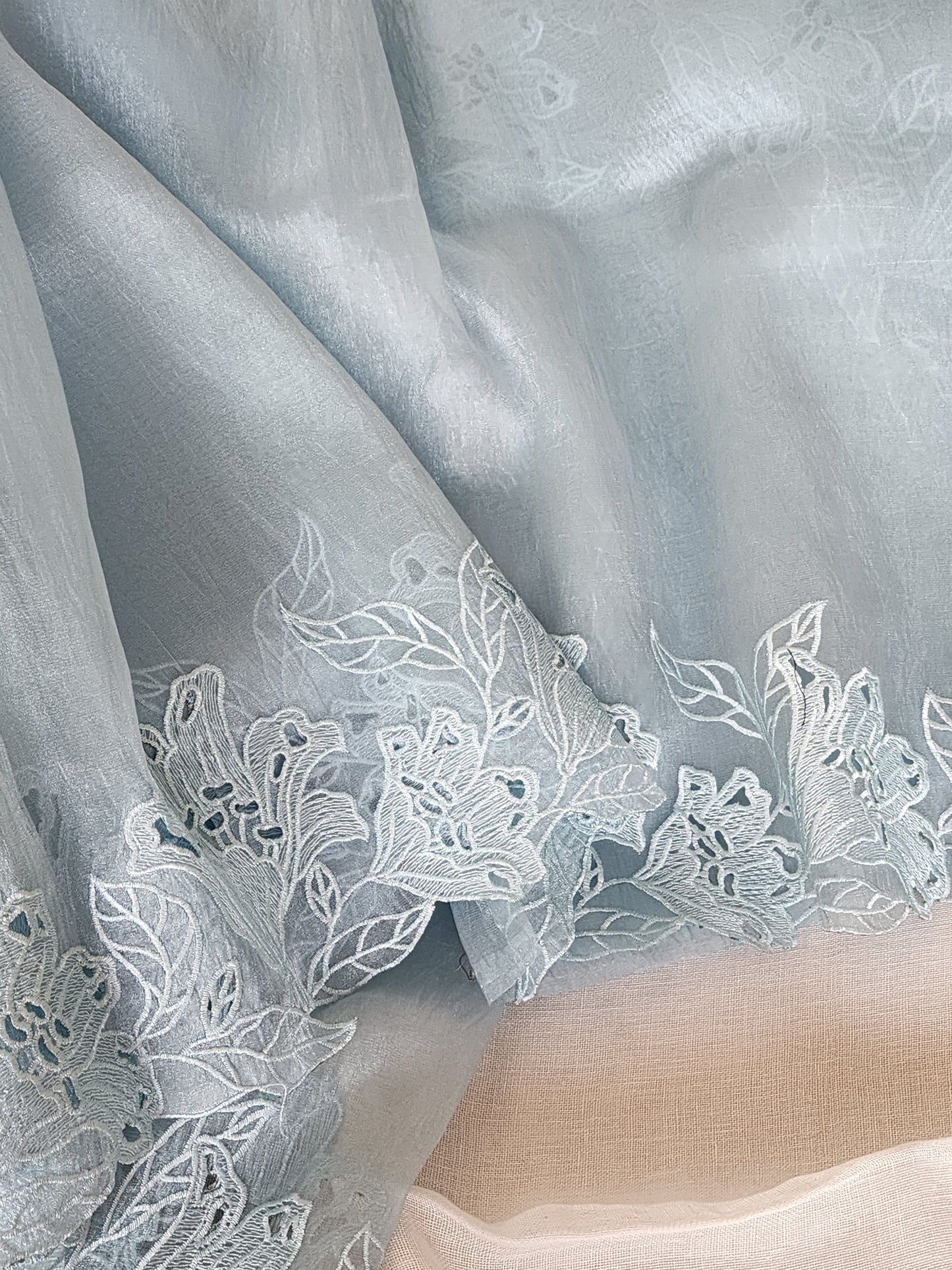 Light Blue Glass Tissue Saree