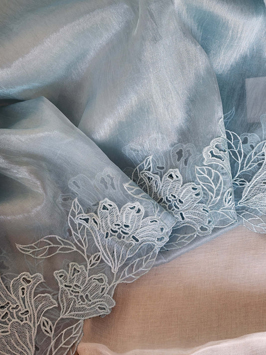 Light Blue Glass Tissue Saree
