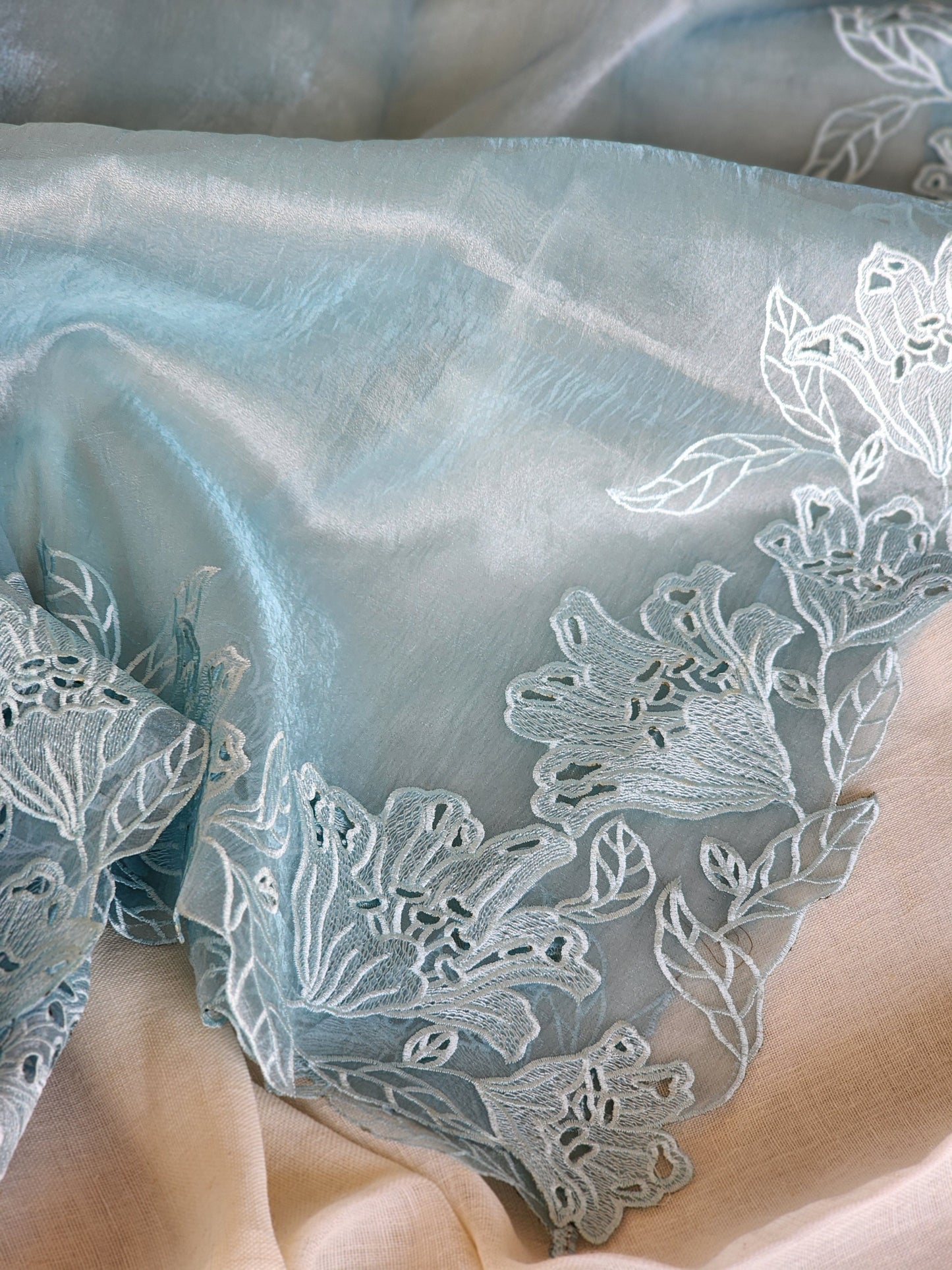 Light Blue Glass Tissue Saree