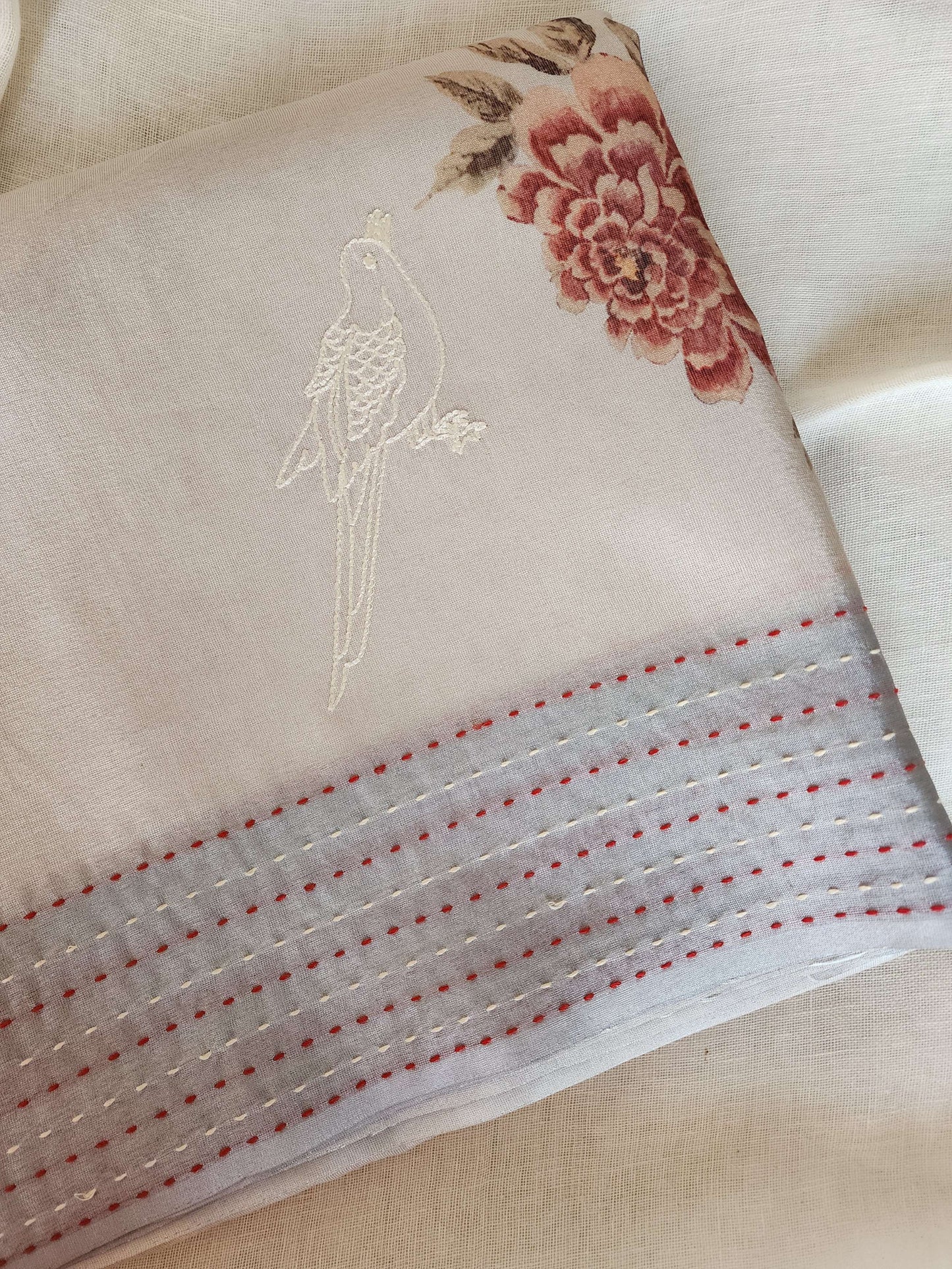 Silver Crepe Tissue Saree