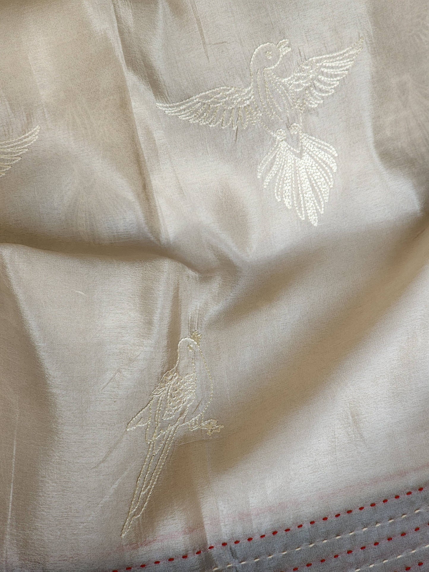 Silver Crepe Tissue Saree