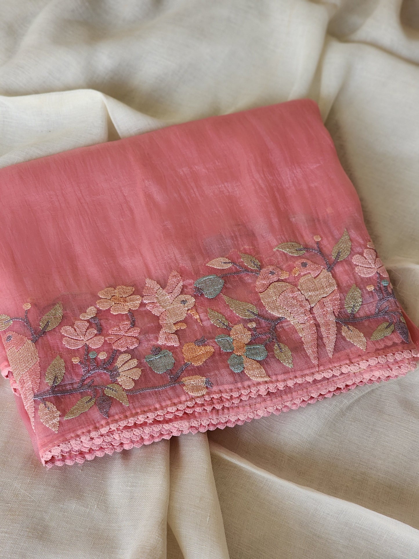 Pink Glass Tissue Saree