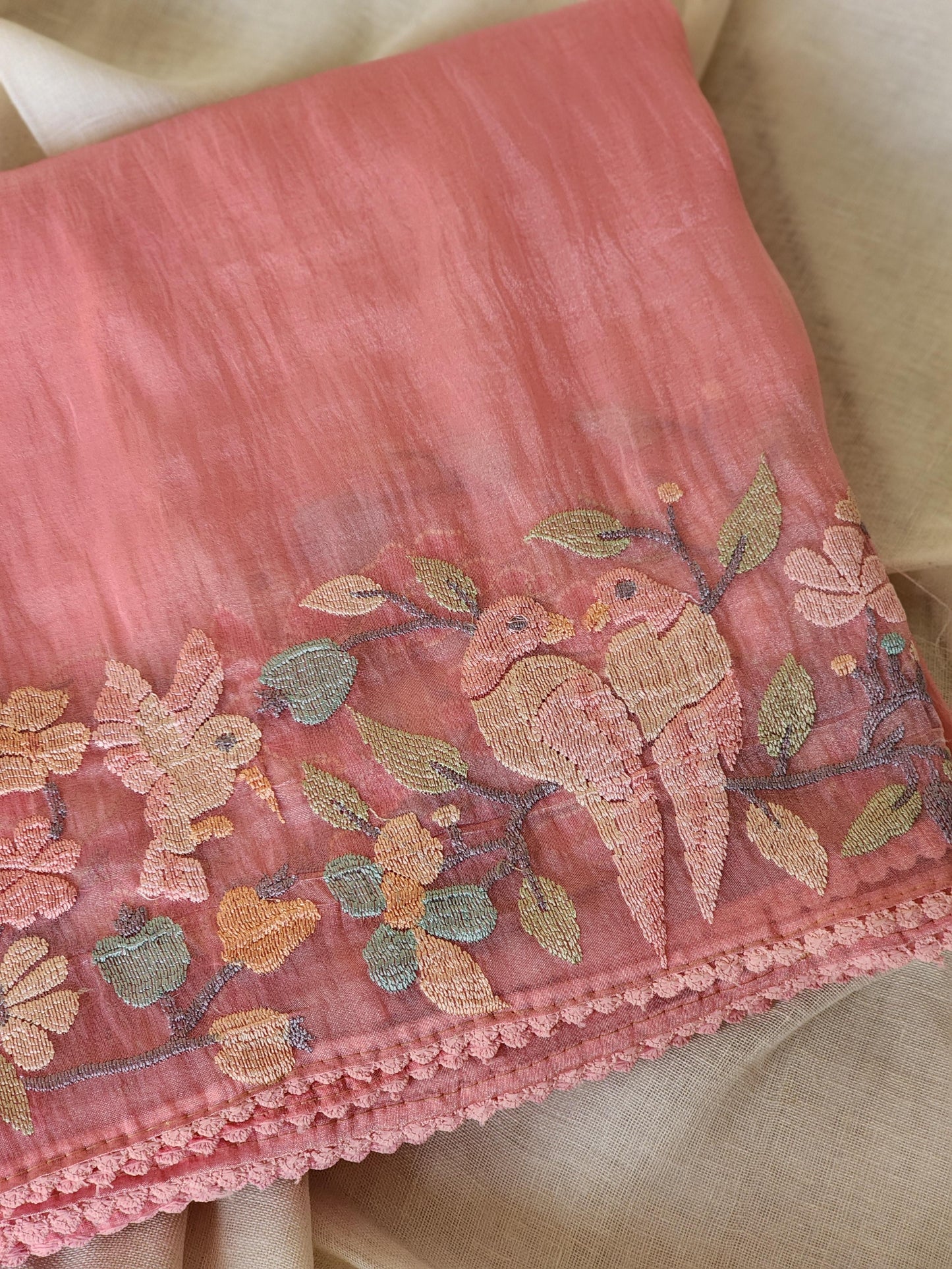 Pink Glass Tissue Saree