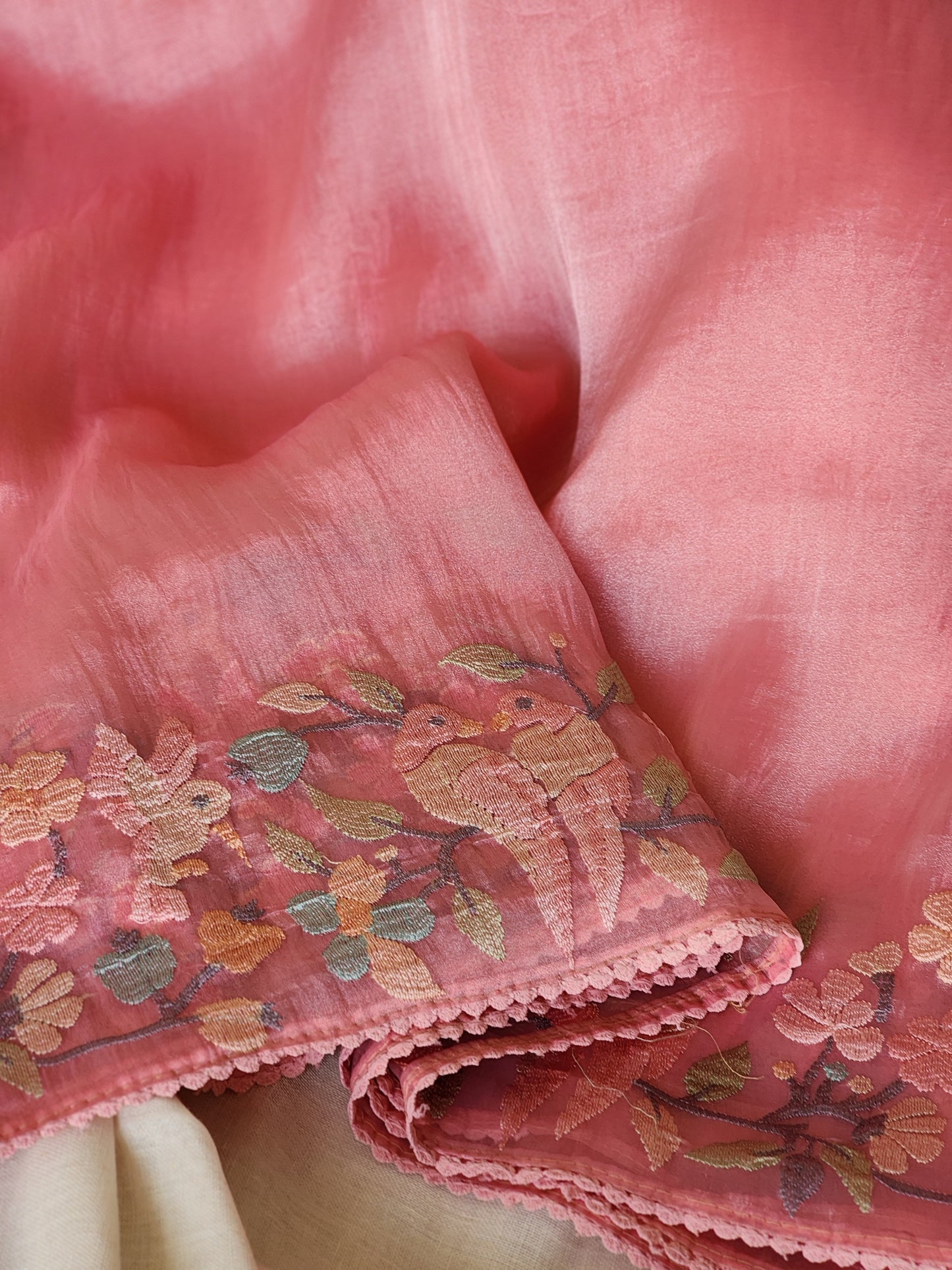 Pink Glass Tissue Saree