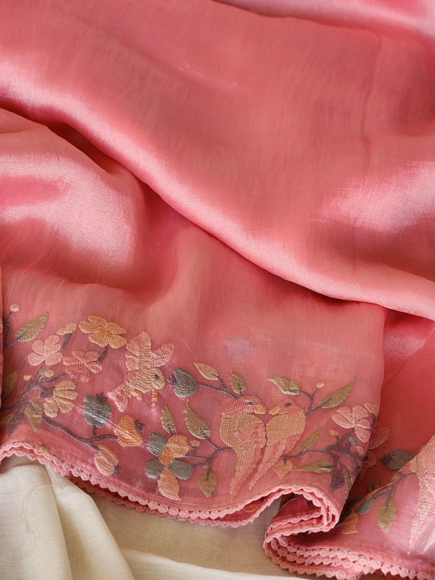 Pink Glass Tissue Saree