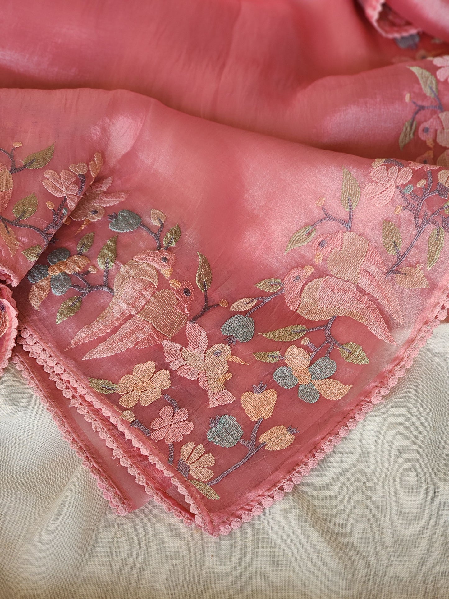 Pink Glass Tissue Saree