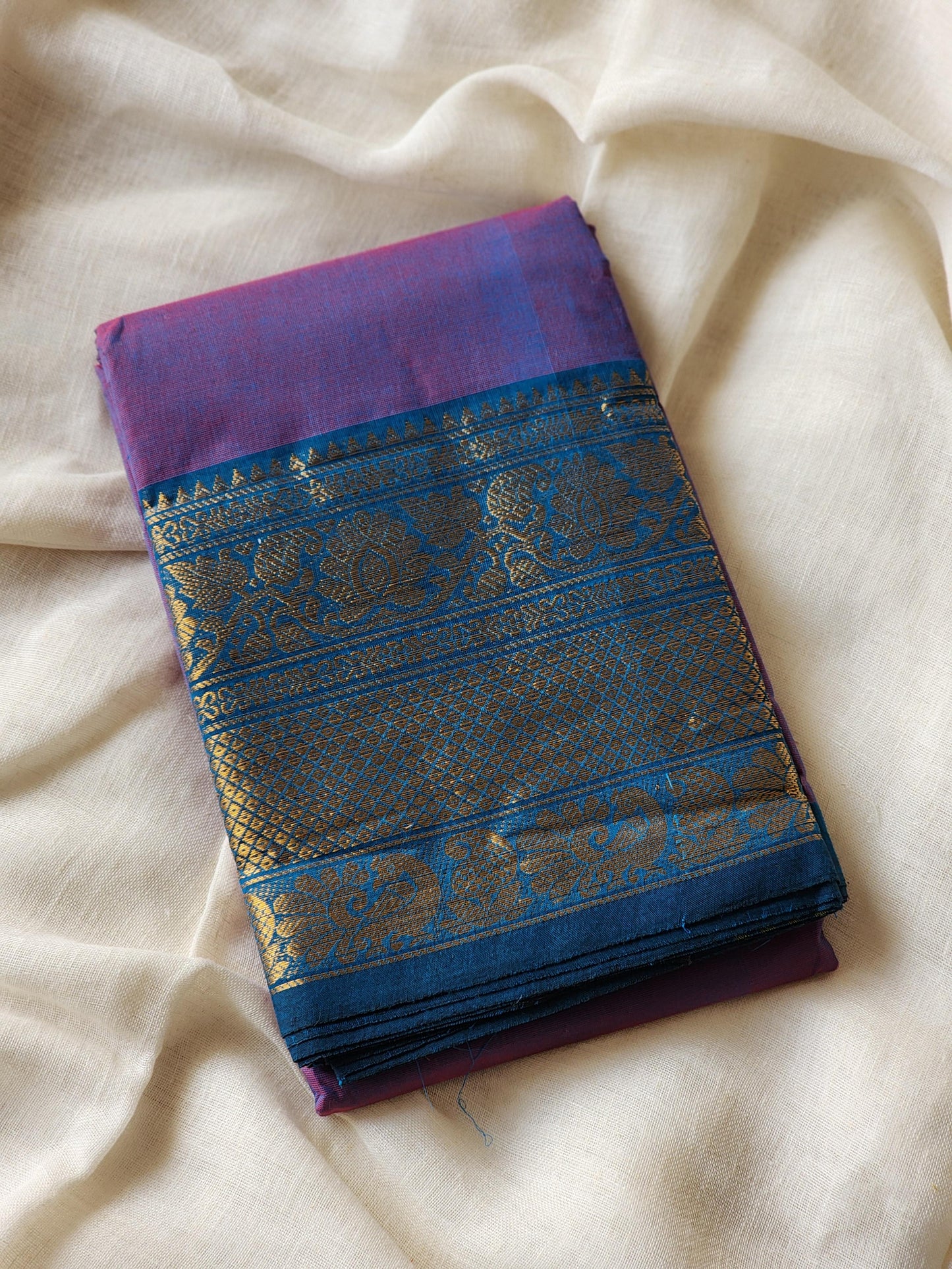 Purple chettinad cotton saree