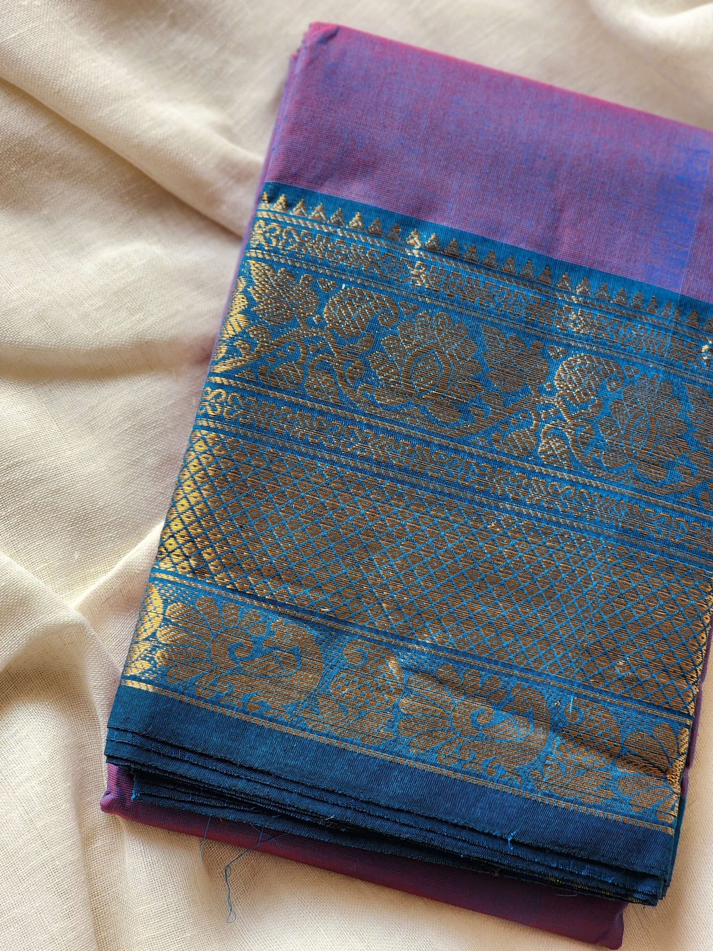 Purple chettinad cotton saree
