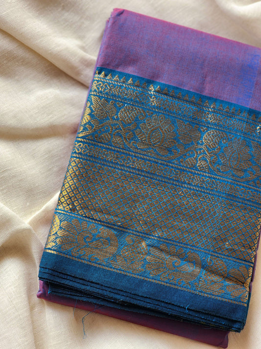 Purple chettinad cotton saree