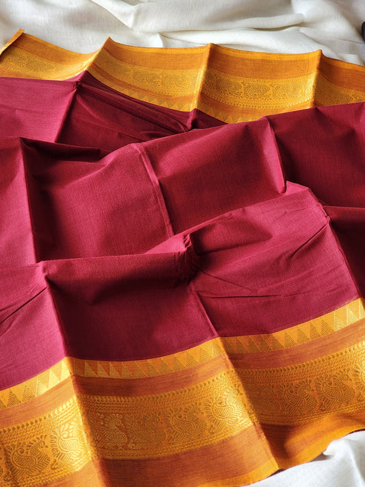 Maroon chettinad cotton saree