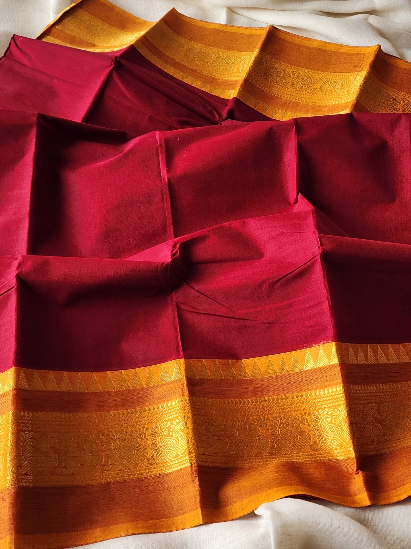 Maroon chettinad cotton saree
