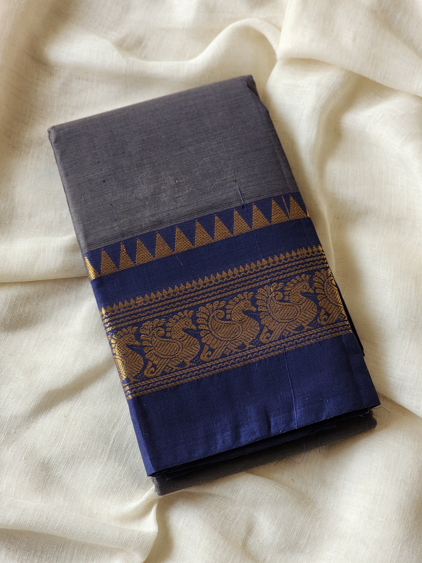 Grey chettinad cotton saree