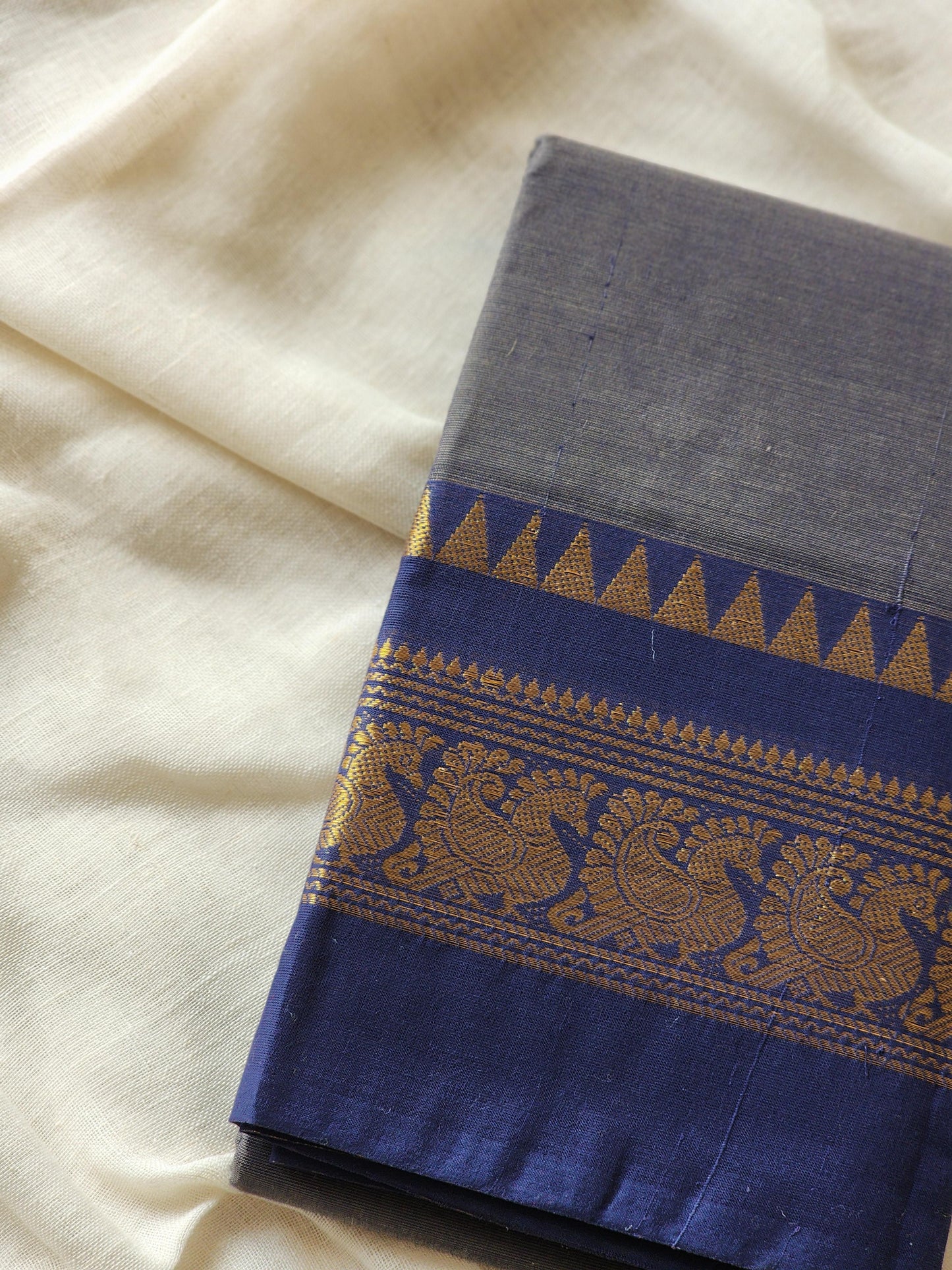 Grey chettinad cotton saree