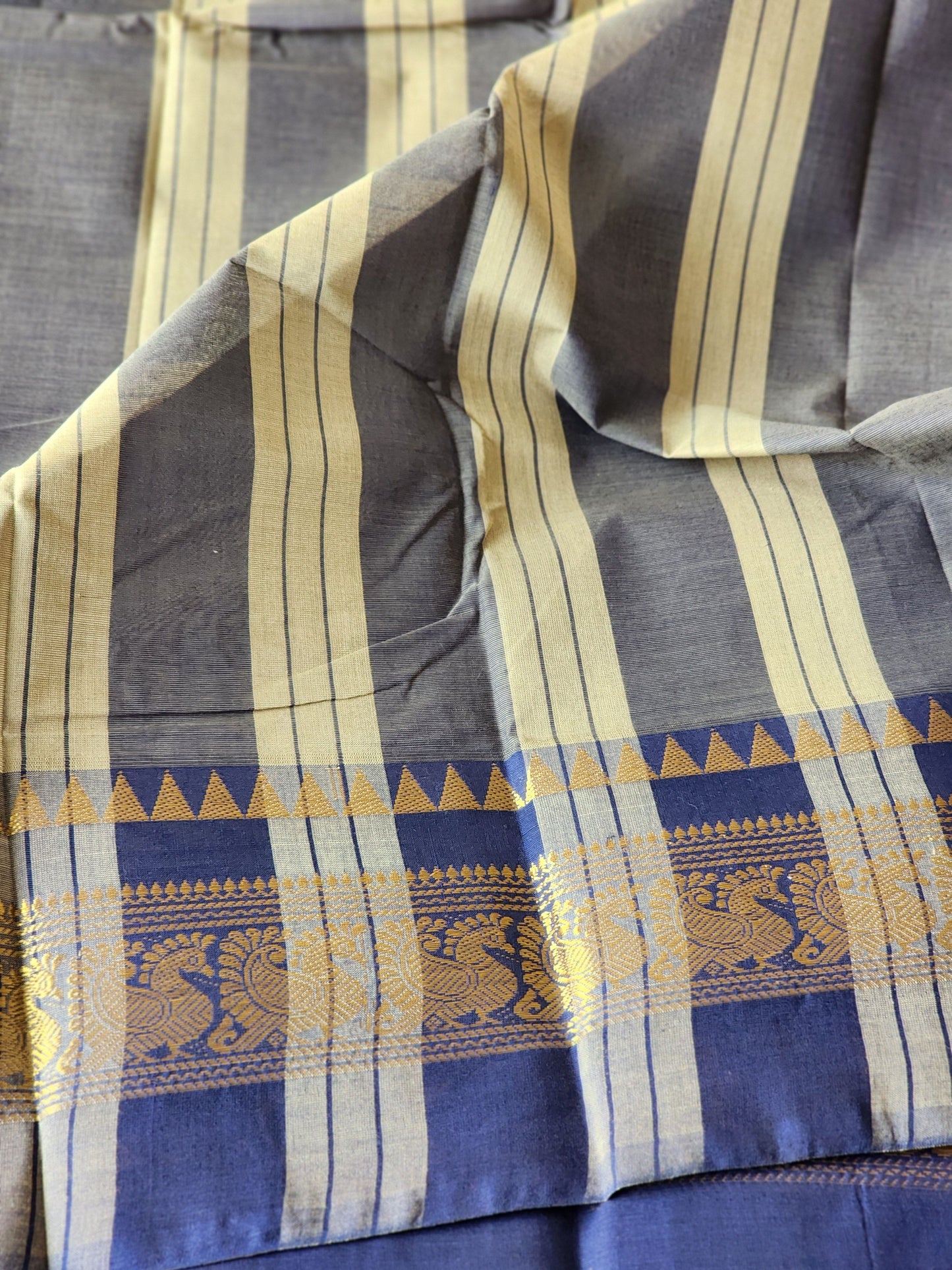 Grey chettinad cotton saree