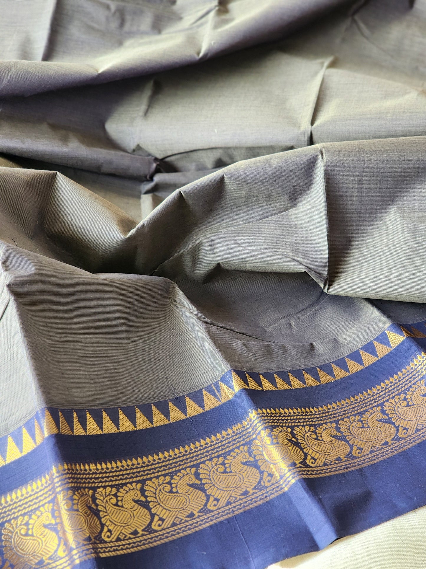 Grey chettinad cotton saree