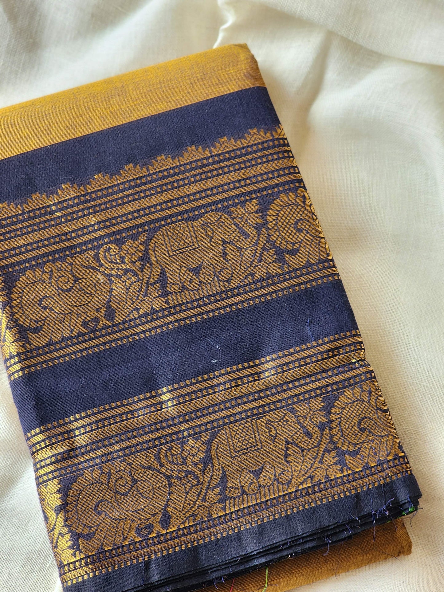 Mustard chettinad cotton saree